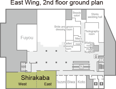 [East Wing, 2nd floor ground plan] Shirakaba. Order (from left to right): west, east